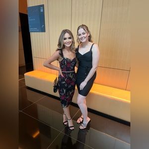 Show Stopper Black Embroidered Sequin Bodycon Midi Dress